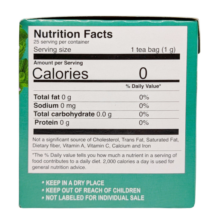 Therbal Peppermint Tea - Pure Mentha Piperita (25 Tea Bags)