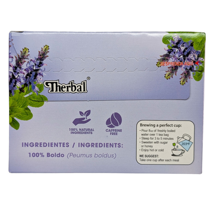 Té de boldo herbal - 25 bolsitas Infusión herbal pura de Peumus boldus