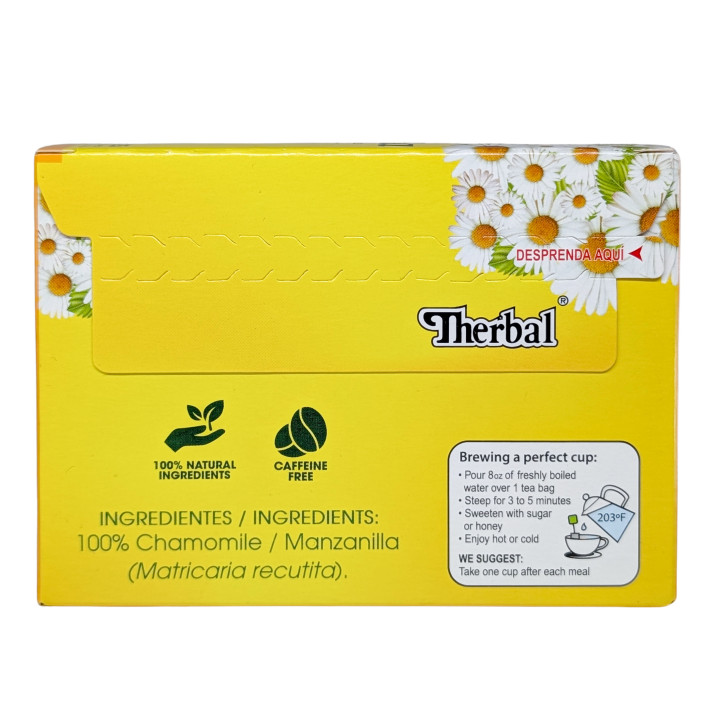 Therbal Chamomile Tea | Pure Manzanilla Herbal Infusion 25 Bags