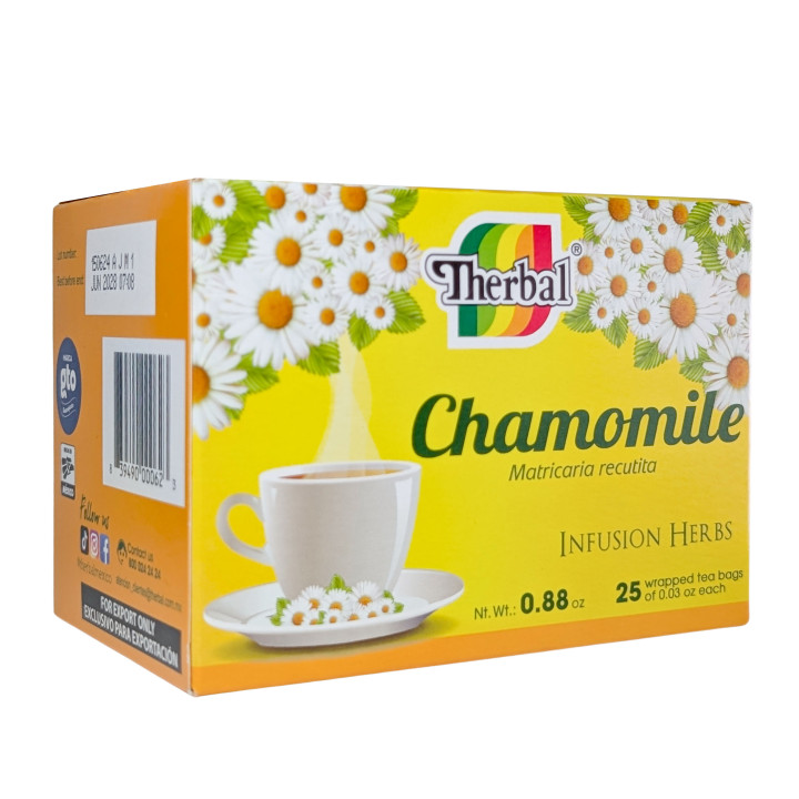 Therbal Chamomile Tea | Pure Manzanilla Herbal Infusion 25 Bags