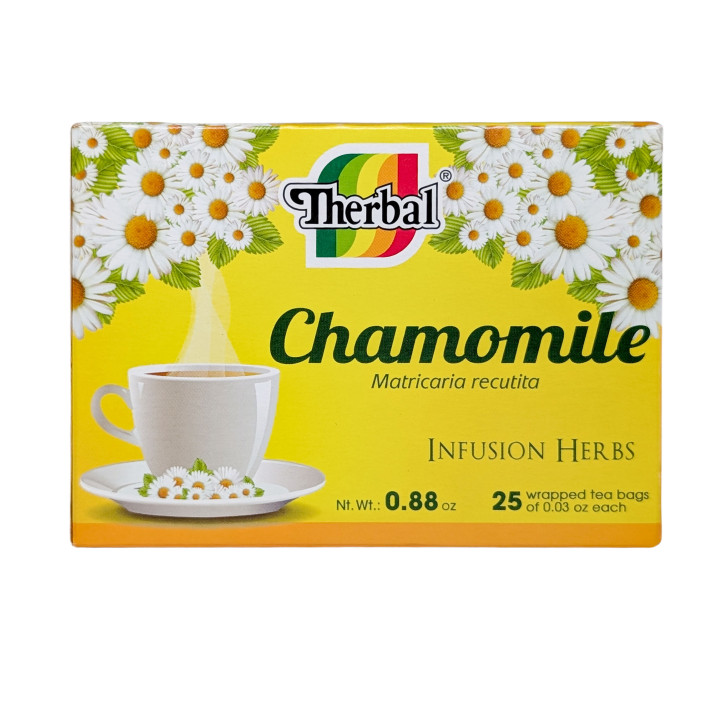 Therbal Chamomile Tea | Pure Manzanilla Herbal Infusion 25 Bags