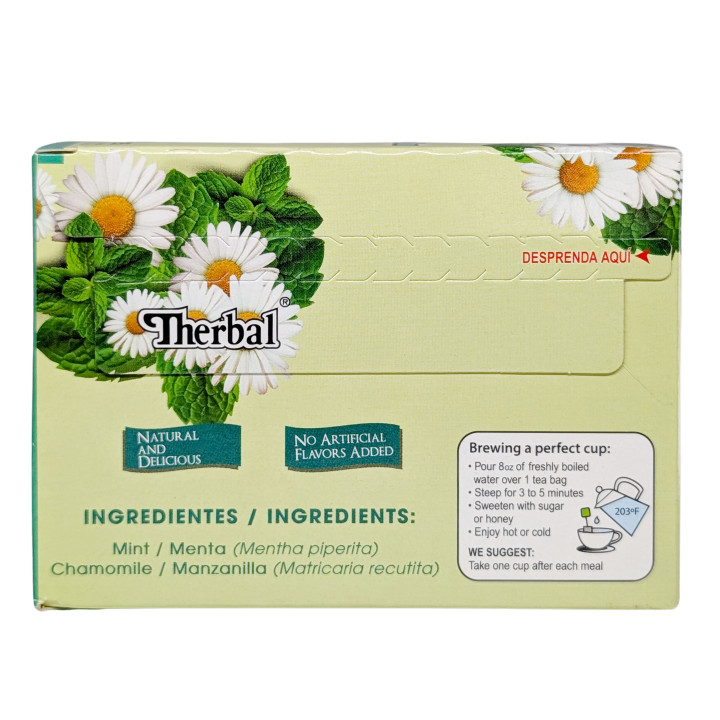 Té de manzanilla y menta | Mezcla relajante de hierbas | 25 bolsitas de té