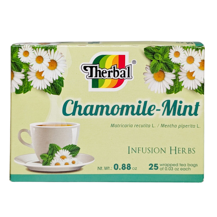 Té de manzanilla y menta | Mezcla relajante de hierbas | 25 bolsitas de té