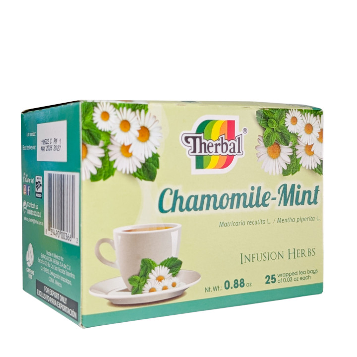 Therbal Chamomile-Mint Tea | Relaxing Herbal Blend | 25 Tea Bags