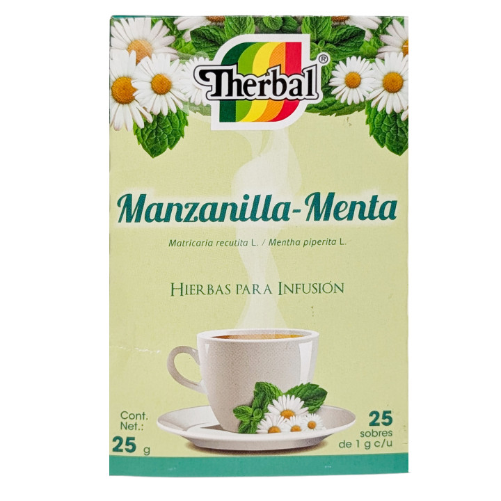 Té de manzanilla y menta | Mezcla relajante de hierbas | 25 bolsitas de té