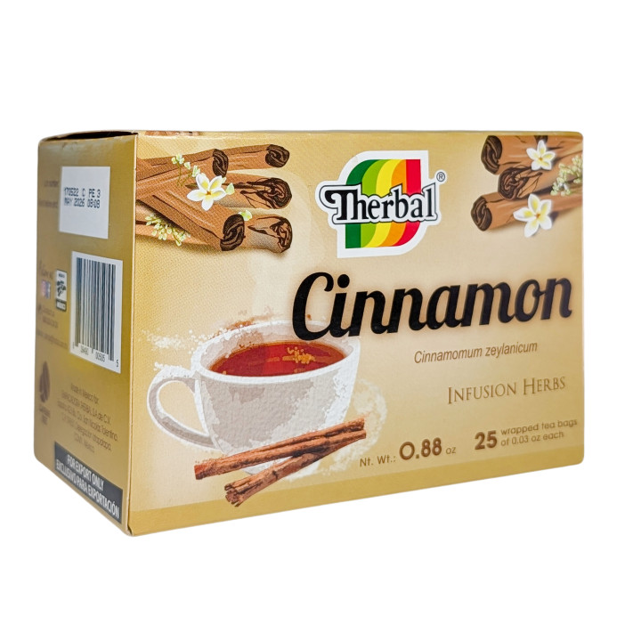 Té de canela herbal - 25 bolsitas de té de canela pura de Ceilán
